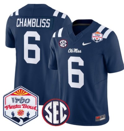Trinidad Chambliss 6 Ole Miss Rebels Football Jersey 2026 Fiesta Bow Vapor Patch All Stitched
