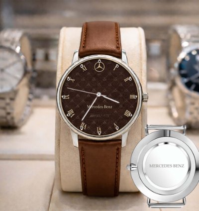 Mercedes Benz Sport Car Mens Watch Brake Caliper Dial Gold Metal Strap