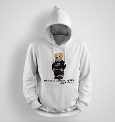 Classic Bear Hoodie Unisex Pullover White