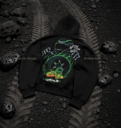 Kremlin Pumpkin - Zipper Hoodie Halloween Racing Black