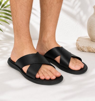 Mens Leather Slide Sandals Handmade Tan Sandals