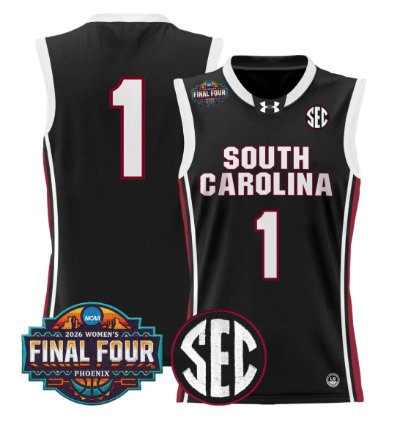 Team Jersey 1 South Carolina 2026 Final Four Basketball Stitched Black