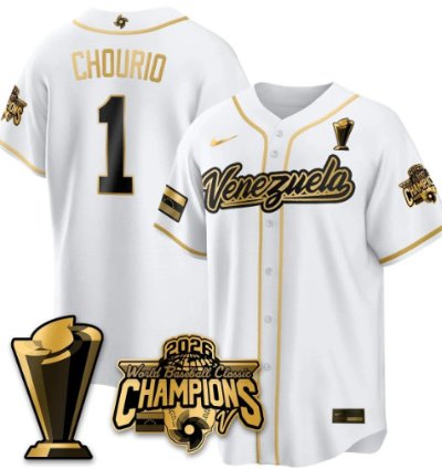 Jackson Chourio 1 Venezuela Baseball Jersey 2026 World Baseball Classic Champions Limited Stitched