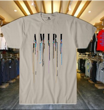 Drip Letter Print Unisex T-shirt Sport Gray