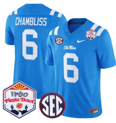 Trinidad Chambliss 6 Ole Miss Rebels Football Jersey 2026 Fiesta Bow Vapor Patch All Stitched