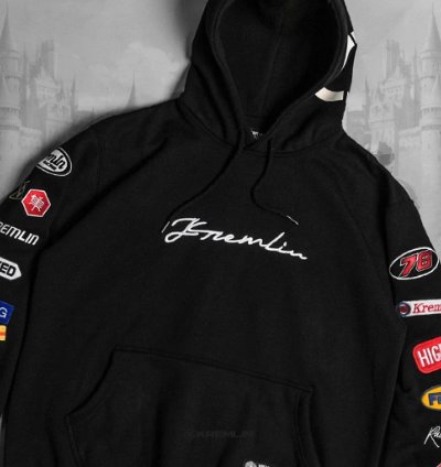 Kremlin - Racer Pullover Hoodie Embroidered Ironhorse Series Black