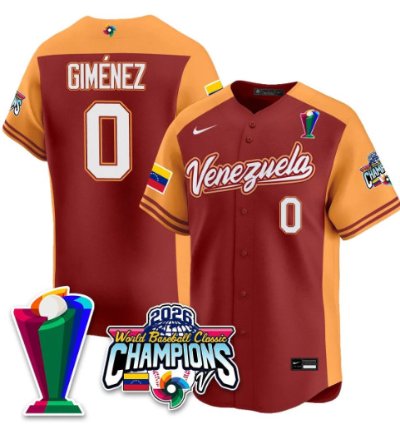 Andres Gimenez 0 Venezuela Baseball Jersey 2026 World Baseball Classic Champions Limited Stitched