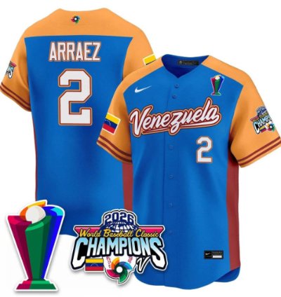 Luis Arraez 2 Venezuela Baseball Jersey 2026 World Baseball Classic Champions Limited Stitched