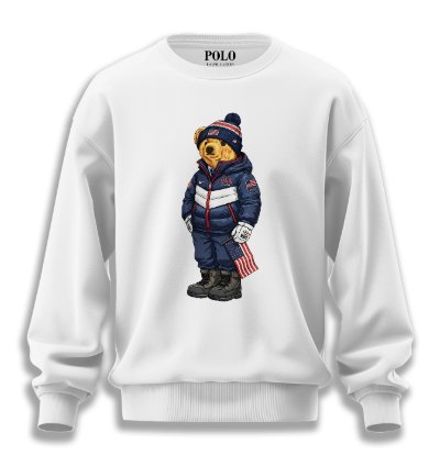 Patriotic American Bear Sweatshirt White