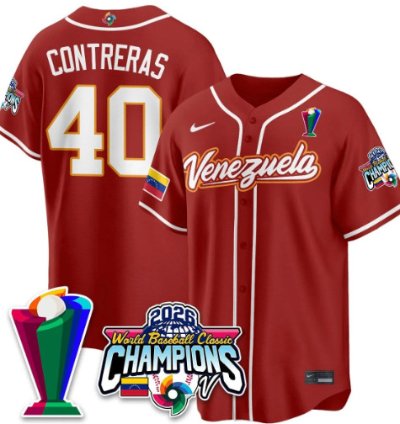 Willson Contreras 40 Venezuela Baseball Jersey 2026 World Baseball Classic Champions Limited Stitched