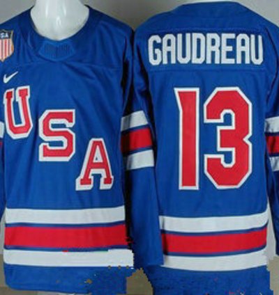Usa 13 Johnny Gudreau Blue 2026 Olympics Authentic Jersey Stitched