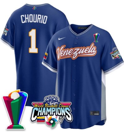 Jackson Chourio 1 Venezuela Baseball Jersey 2026 World Baseball Classic Champions Limited Stitched