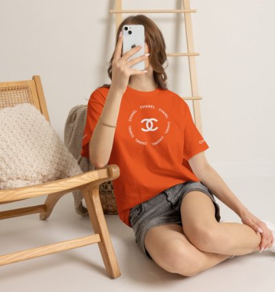 Chanel Logo Circle Orange T-shirt - Size Usa