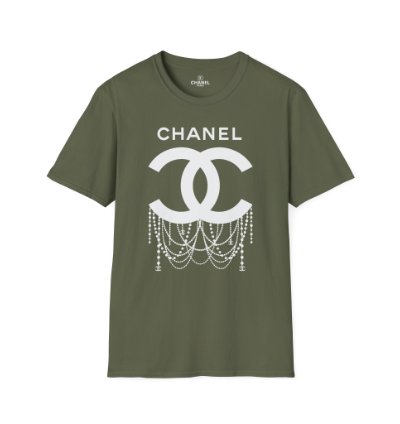 Chanel Logo Necklace Military Green T-shirt - Size Usa