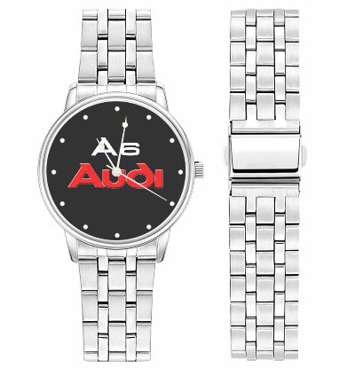 Audi A6 Logo Sport Watch Metal Band Stainless Steel