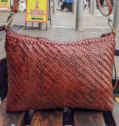 Handwoven Genuine Leather Crossbody Bag Womens Woven Shoulder Purse Full Grain Cow Leather Everyday Handbag
