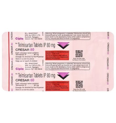 Cresar Telmisartan Tablets 80 Mg For High Blood Pressure
