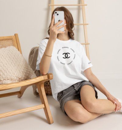 Chanel Logo Circle White T-shirt - Size Usa
