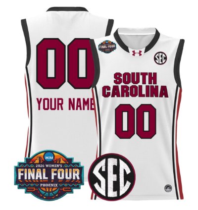Custom South Carolina Gamecocks Jersey 2026 Final Four Stitched White