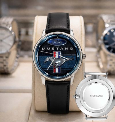 Mustang Logo Classic Watch For Men With Silver Steel Strap