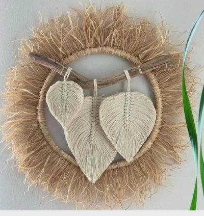Macrame Leaf Wall Hanging Boho Jute Rope Art Rustic Cotton Cord Decor