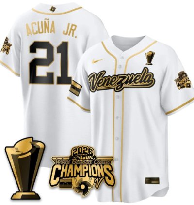 Ronald Acuna Jr 21 Venezuela Baseball Jersey 2026 World Baseball Classic Champions Limited Stitched