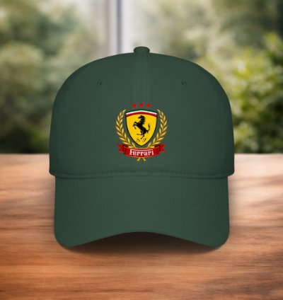 Ferrari Style Baseball Cap Forest Green Adjustable Racing Hat Premium Unisex Cap