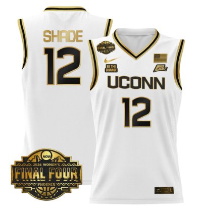 Ashlynn Shade Jersey 12 Uconn Huskies 2026 Final Four Stitched White Gold