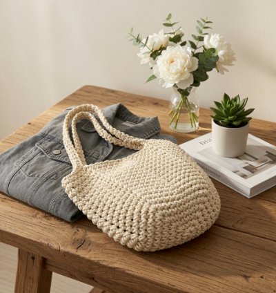 Womens Retro Woven Handbag Beige Handwoven Shoulder Tote Bag