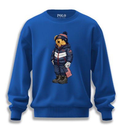 Patriotic American Bear Sweatshirt Royal Blue