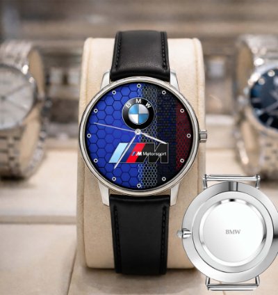 Bmw Logo Custom Analog Watch Stainless Steel Mens Bm1