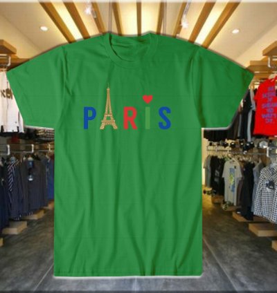 Paris Style Eiffel Tower T-shirt Beautiful Irish Green