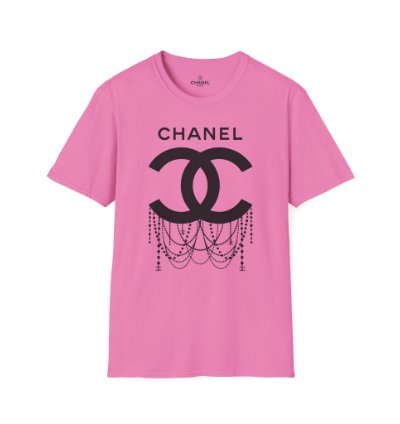 Chanel Logo Necklace Pink T-shirt - Size Usa