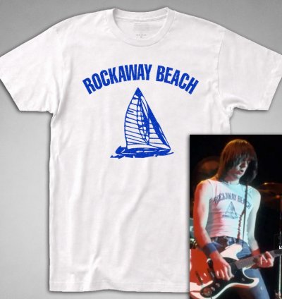 Rockaway Beach White T Shirt Johnny Ramone Ramones Nyc New York Queens Johnny Punk Tee