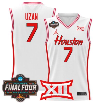 Milos Uzan Jersey 7 Houston Cougars 2025 Final Four Patch Stitched White