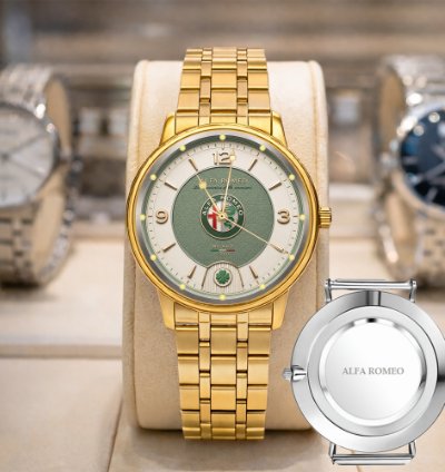 Alfa Romeo Black Design Leather Silver Watch