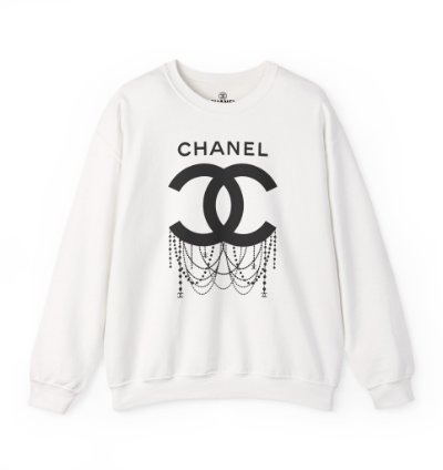 Chanel Logo Necklace White Sweatshirt - Size Usa