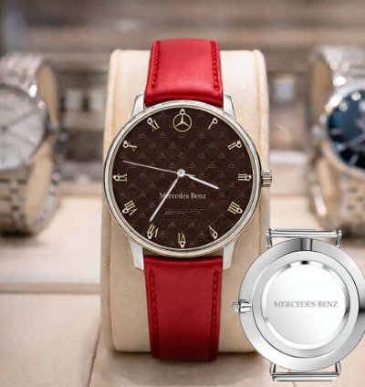 Mercedes Benz Sport Car Mens Watch Brake Caliper Dial Gold Metal Strap