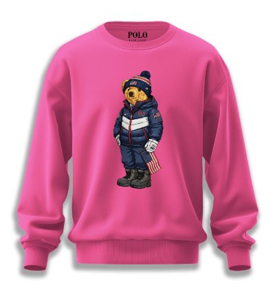 Patriotic American Bear Sweatshirt Pink