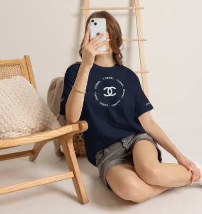 Chanel Logo Circle Navy T-shirt - Size Usa