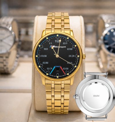 Bmw Logo Custom Analog Watch Stainless Steel Mens Bm1