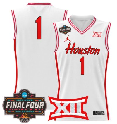 Team Jersey 1 Houston Cougars 2025 Final Four Patch Stitched White