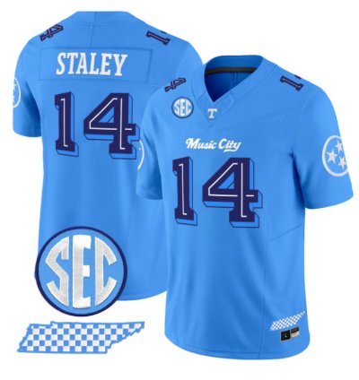 Braylon Staley Jersey 14 Tennessee Vols Music City Edition Stitched Blue