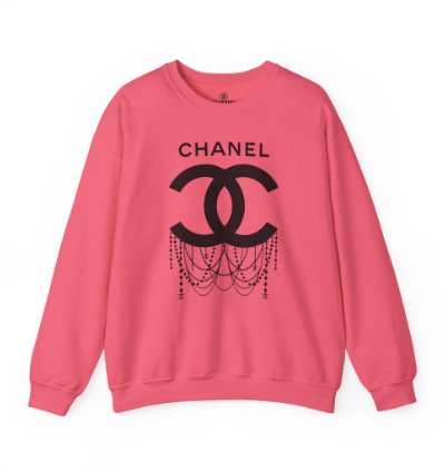 Chanel Logo Necklace Pink Sweatshirt - Size Usa