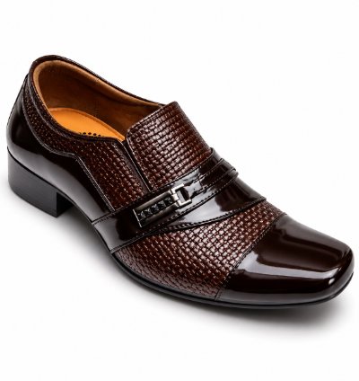 Mens Genuine Cow Leather Dress Shoes In Brown