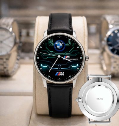 Bmw Amg M Power Analog Watch Stainless Steel Sport Metal Watch