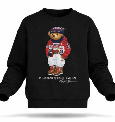 Polo Bear Sweatshirt Pluppy Bear Design Winter Gift Black0