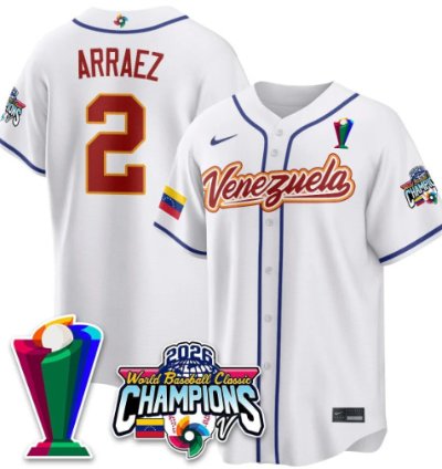 Luis Arraez 2 Venezuela Baseball Jersey 2026 World Baseball Classic Champions Limited Stitched