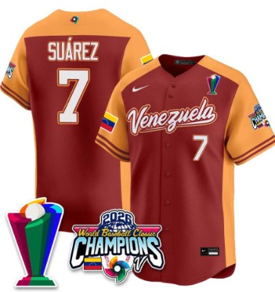 Eugenio Suarez 7 Venezuela Baseball Jersey 2026 World Baseball Classic Champions Limited Stitched
