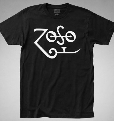 Zoso T-shirt Jimmy Page Plant Zeppelin Robert Classic Rock 70s Vintage Logo Black Tee